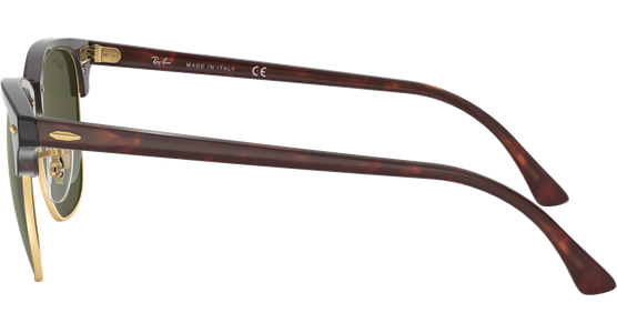 Sonnenbrille Ray-Ban RB3016 Clubmaster Classic Glänzend Tortoise / Grün Seitenansicht - Ansicht 4