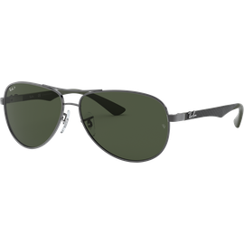Sonnenbrille Ray-Ban RB8313 Carbonfaser Glänzend Gunmetall / Grün Polarisiert Seitenansicht