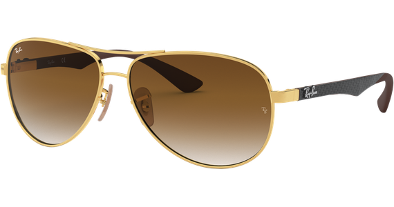 Ray-Ban RB8313 Carbonfaser Glänzend Gold / Verlauf Hellbraun 001/51 61 - Ansicht 2