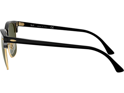 Sonnenbrille Ray-Ban RB3016 Clubmaster Classic Glänzend Schwarz / Grün Seitenansicht