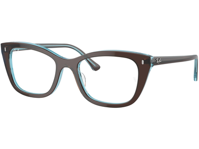 Ray-Ban Brille Damen Ray-Ban 0RX5433 8366, Glänzendes Braun auf Transparent Blau - MEDIUM Ansicht 3