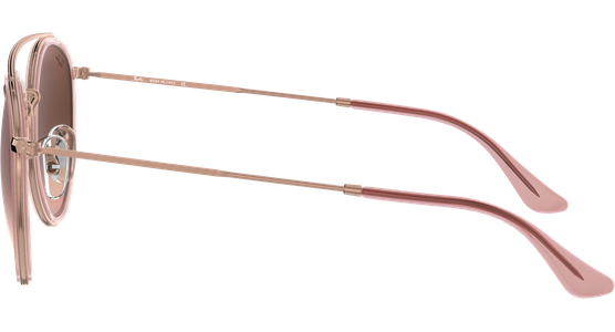 Sonnenbrille Ray-Ban RB3647N Round Double Bridge Glänzend Kupfer / Verlauf Braun Seitenansicht - Ansicht 4