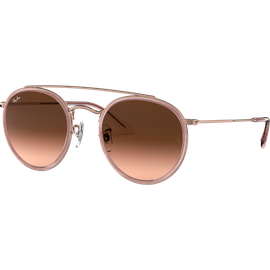 Sonnenbrille Ray-Ban RB3647N Round Double Bridge Glänzend Kupfer / Verlauf Braun Seitenansicht