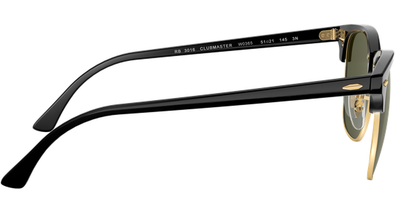 Ray-Ban RB3016 Clubmaster Classic Glänzend Schwarz / Grün W0365 51 - Ansicht 14