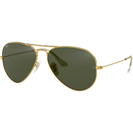 Sonnenbrille Ray-Ban RB3025 Aviator Classic Glänzend Gold / Grün Seitenansicht
