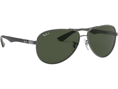 Sonnenbrille Ray-Ban RB8313 Carbonfaser Glänzend Gunmetall / Grün Polarisiert Seitenansicht
