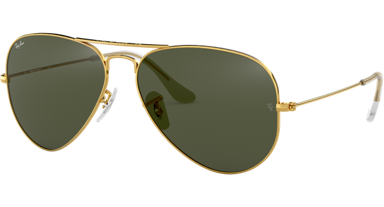 Sonnenbrille Ray-Ban RB3025 Aviator Classic Glänzend Gold / Grün Seitenansicht - Ansicht 3