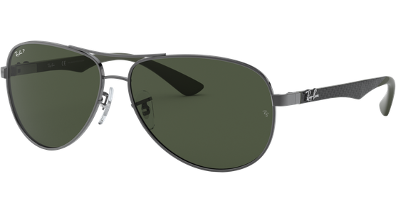 Sonnenbrille Ray-Ban RB8313 Carbonfaser Glänzend Gunmetall / Grün Polarisiert Seitenansicht - Ansicht 3