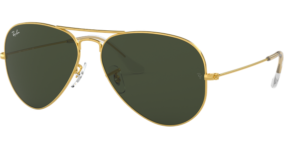 Sonnenbrille Ray-Ban RB3025 Aviator Classic Glänzend Gold / Grün Seitenansicht - Ansicht 3