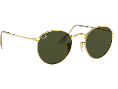 Sonnenbrille Ray-Ban RB3447 Round Metal Glänzend Gold / Grün Seitenansicht