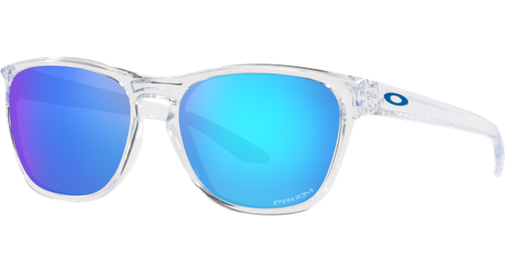 Sonnenbrille Oakley Manorburn Polished Clear / Prizm Sapphire Seitenansicht - Ansicht 3