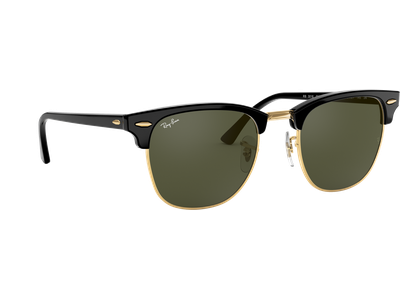 Sonnenbrille Ray-Ban RB3016 Clubmaster Classic Glänzend Schwarz / Grün Seitenansicht