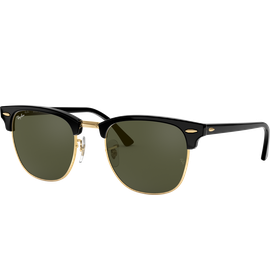 Sonnenbrille Ray-Ban RB3016 Clubmaster Classic Glänzend Schwarz / Grün Seitenansicht