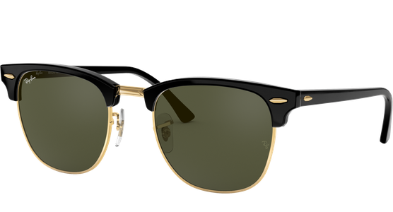 Sonnenbrille Ray-Ban RB3016 Clubmaster Classic Glänzend Schwarz / Grün Seitenansicht - Ansicht 3