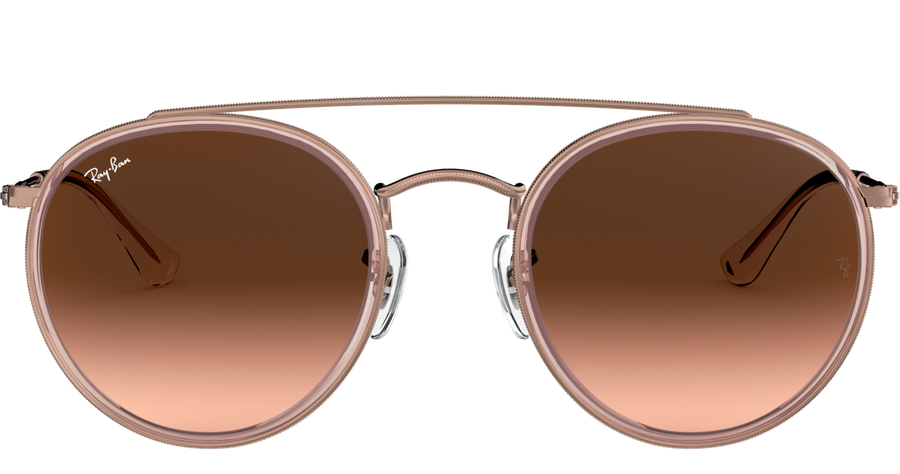 Sonnenbrille Ray-Ban RB3647N Round Double Bridge Glänzend Kupfer / Verlauf Braun