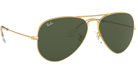 Sonnenbrille Ray-Ban RB3025 Aviator Classic Glänzend Gold / Grün Seitenansicht - Ansicht 5