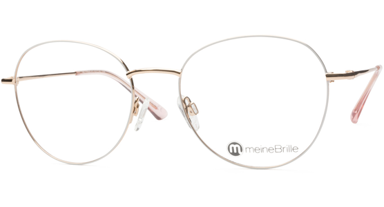 meineBrille 04-12040-02, Weiß/Gold Schräg links - Ansicht 3