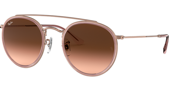 Sonnenbrille Ray-Ban RB3647N Round Double Bridge Glänzend Kupfer / Verlauf Braun Seitenansicht - Ansicht 3