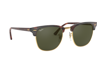 Sonnenbrille Ray-Ban RB3016 Clubmaster Classic Glänzend Tortoise / Grün Seitenansicht