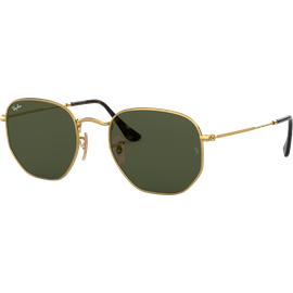 Sonnenbrille Ray-Ban RB3548N Hexagonal Flat Lenses Glänzend Gold / Grün Seitenansicht