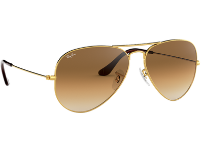 Sonnenbrille Ray-Ban RB3025 Aviator Gradient Glänzend Gold / Verlauf Hellbraun Seitenansicht