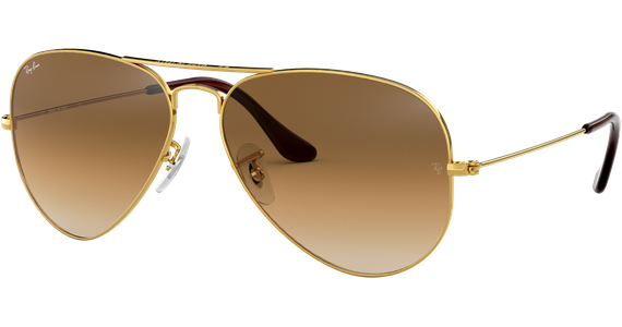 Sonnenbrille Ray-Ban RB3025 Aviator Gradient Glänzend Gold / Verlauf Hellbraun Seitenansicht - Ansicht 3