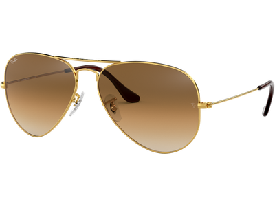 Sonnenbrille Ray-Ban RB3025 Aviator Gradient Glänzend Gold / Verlauf Hellbraun Seitenansicht