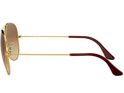 Sonnenbrille Ray-Ban RB3025 Aviator Gradient Glänzend Gold / Verlauf Hellbraun Seitenansicht