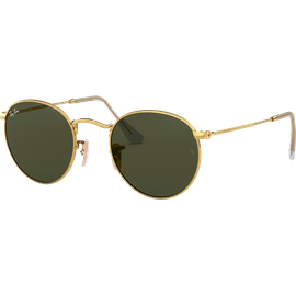 Sonnenbrille Ray-Ban RB3447 Round Metal Glänzend Gold / Grün Seitenansicht