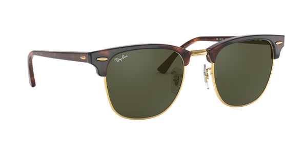 Sonnenbrille Ray-Ban RB3016 Clubmaster Classic Glänzend Tortoise / Grün Seitenansicht - Ansicht 5