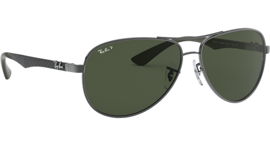 Sonnenbrille Ray-Ban RB8313 Carbonfaser Glänzend Gunmetall / Grün Polarisiert Seitenansicht - Ansicht 5