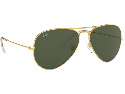Sonnenbrille Ray-Ban RB3025 Aviator Classic Glänzend Gold / Grün Seitenansicht