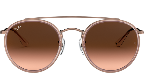 Sonnenbrille Ray-Ban RB3647N Round Double Bridge Glänzend Kupfer / Verlauf Braun - Ansicht 2