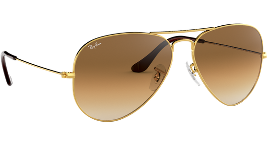 Sonnenbrille Ray-Ban RB3025 Aviator Gradient Glänzend Gold / Verlauf Hellbraun Seitenansicht - Ansicht 5