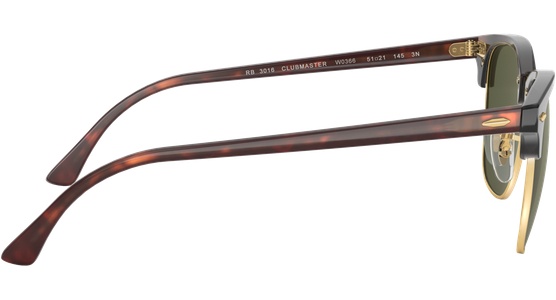 Ray-Ban RB3016 Clubmaster Classic Glänzend Tortoise / Grün W0366 51 - Ansicht 14
