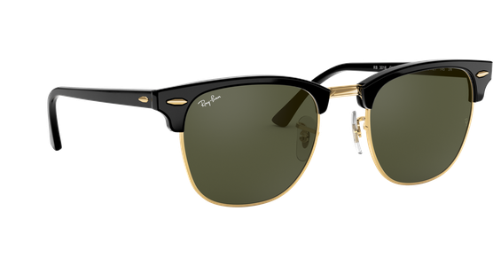 Sonnenbrille Ray-Ban RB3016 Clubmaster Classic Glänzend Schwarz / Grün Seitenansicht - Ansicht 5