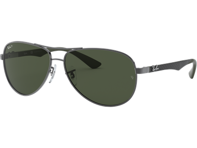Sonnenbrille Ray-Ban RB8313 Carbonfaser Glänzend Gunmetall / Grün Polarisiert Seitenansicht