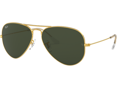 Sonnenbrille Ray-Ban RB3025 Aviator Classic Glänzend Gold / Grün Seitenansicht