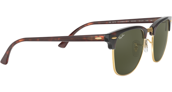 Ray-Ban RB3016 Clubmaster Classic Glänzend Tortoise / Grün W0366 51 - Ansicht 15