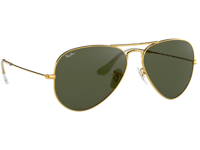 Sonnenbrille Ray-Ban RB3025 Aviator Classic Glänzend Gold / Grün Seitenansicht