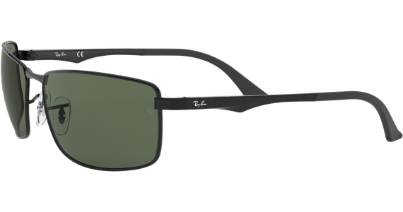 Ray-Ban RB3498 Glänzend Schwarz / Grün 002/71 64 - Ansicht 3