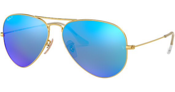 Ray-Ban Aviator Flash Lenses RB3025 112/4L Gold/Blau Verspiegelt 58 - MEDIUM - Ansicht 2